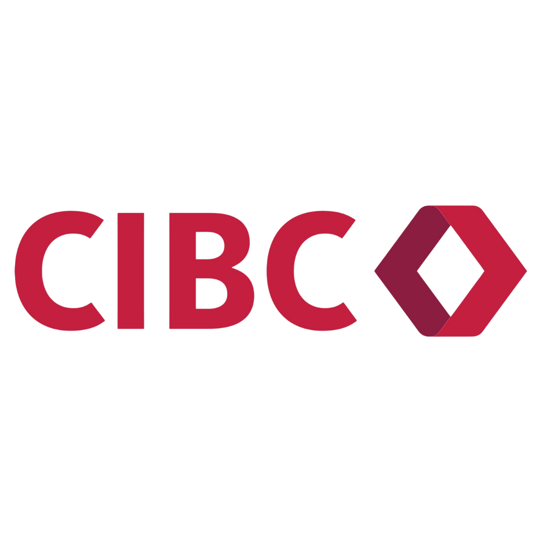 CIBC logo in dark red on a solid black background.