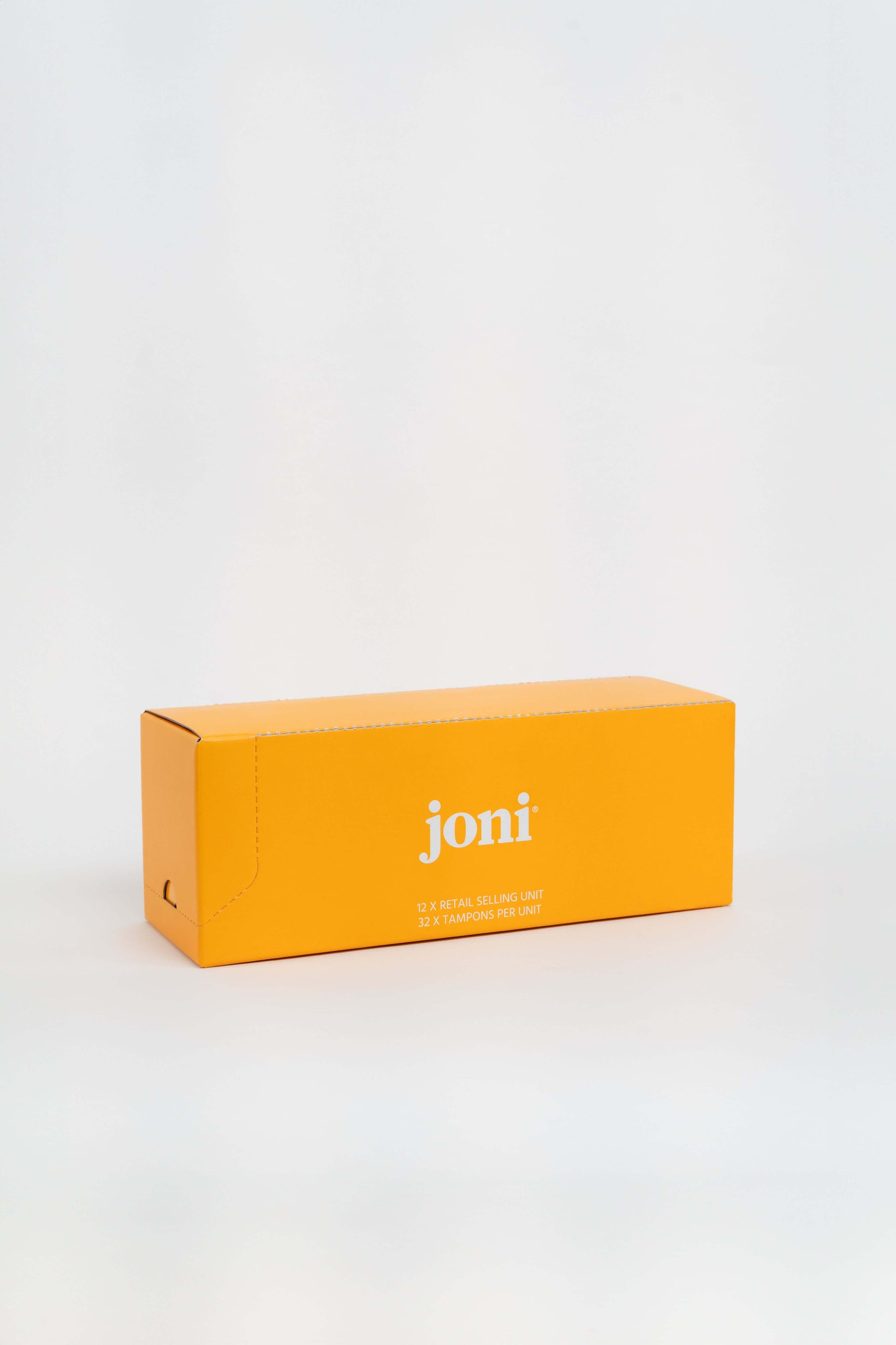 Yellow casepack of joni regular tampons for commercial washrooms