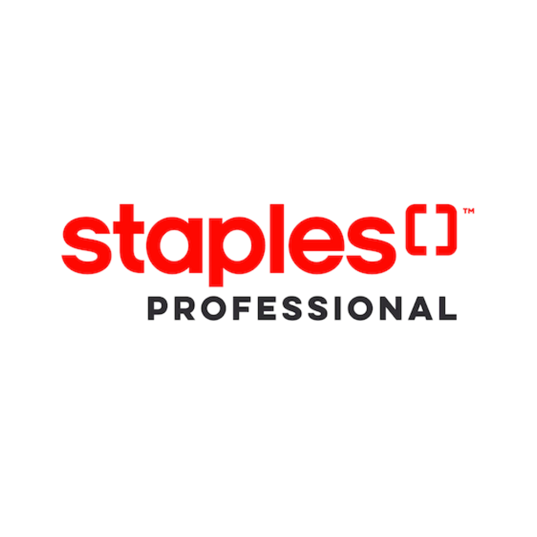 Staples Professional logo on a plain white background, with the word 'staples' in red and 'PROFESSIONAL' in dark gray text below.