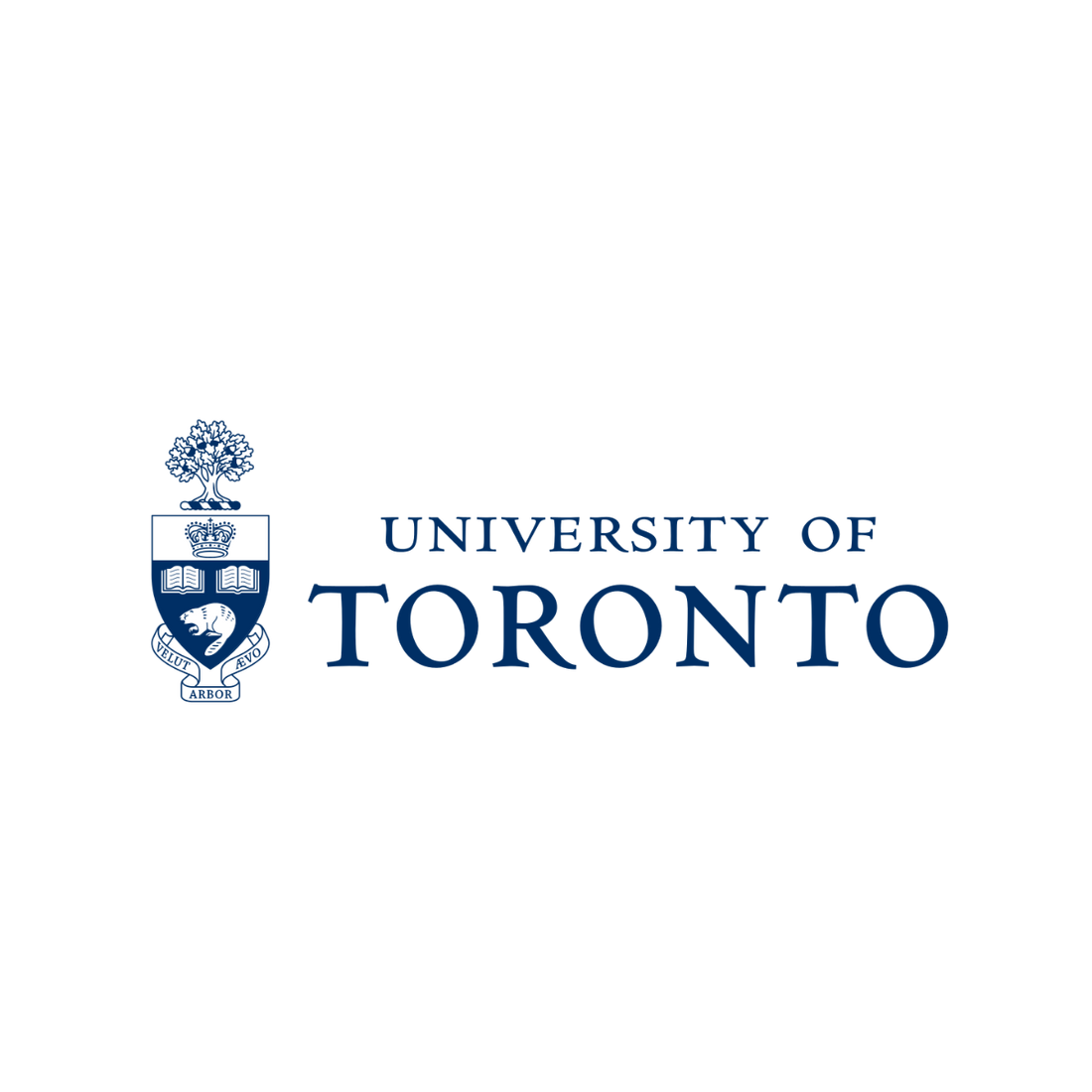 The official logo of the University of Toronto, featuring the university crest on the left and the text 'UNIVERSITY OF TORONTO' in dark blue on a solid white background.