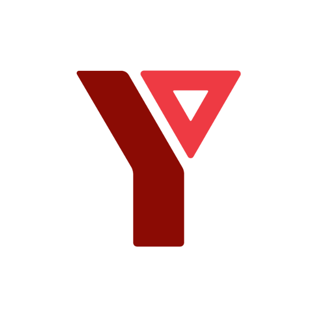 A minimalist red geometric logo resembling a stylized letter Y with an integrated triangle, centered on a solid black background.